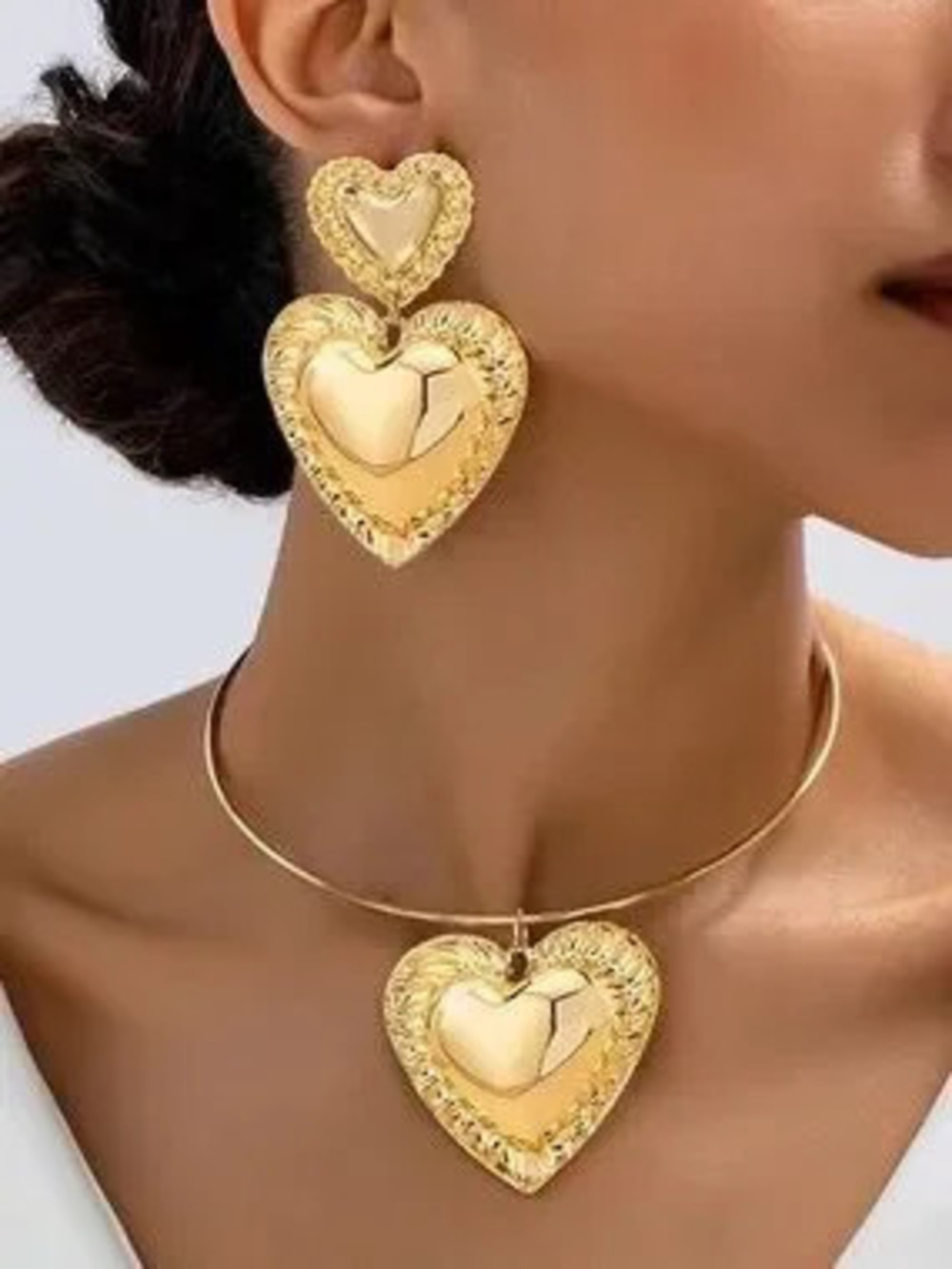 Anthropologie Gold Tone Heart Drop Earrings